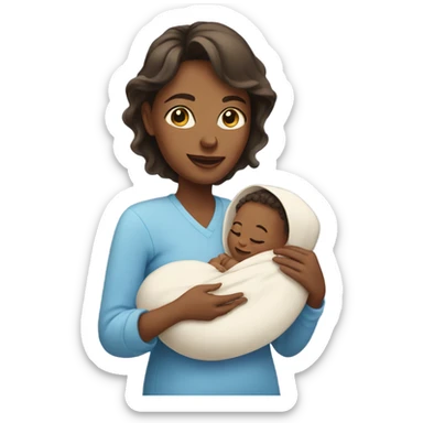 Mom holding newborn baby boy sticker