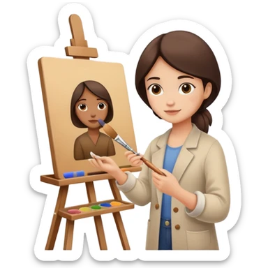 artist painting at easel sticker