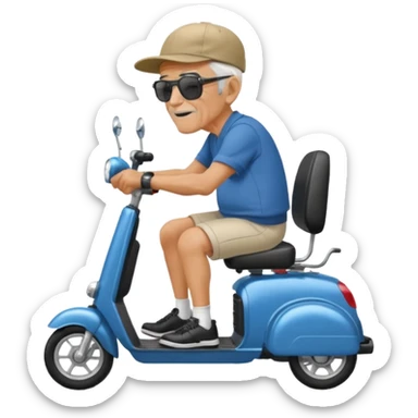 old man on a mobility scooter in a comic book style sticker
