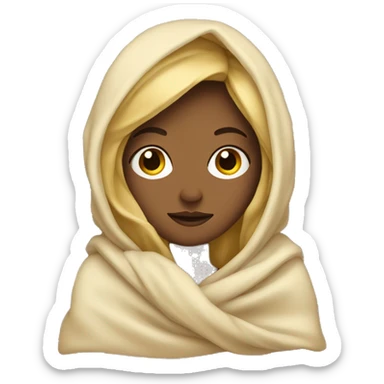 Blonde girl wrapped in a blanket sticker