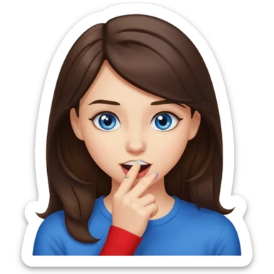 flirty biting nail while smirking girl brunette blue eyes  sticker