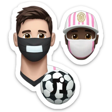 Messi with a face mask and Inter Miami uniform and number 10 sticker