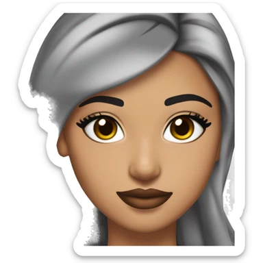 Maddy Perez has almond eyes with bold eyeliner, arched brows, full lips, high cheekbones, and bronzed, glowing skin. Her sleek hair is styled in ponytails or waves, often accessorized. Her look is polished and striking.


 sticker