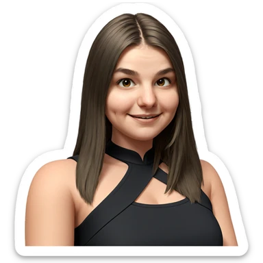 smiling girl in black dress sticker