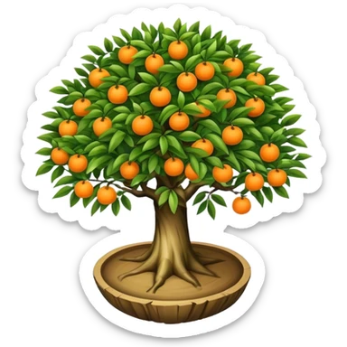 Tree as seen from the sky, looked down from the top with mandarin sticker