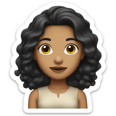 Latina black wavy long hair and tan skin sticker