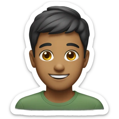A Pakistani  boy with short hair smiling sticker
