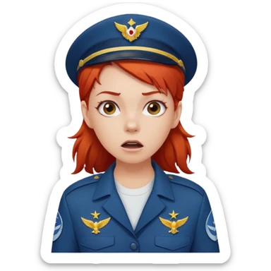 shocked face on white girl red hair Air force sticker