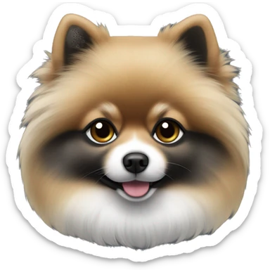 a Pomeranian with sable fur, featuring a mix of black and gray shades. sticker