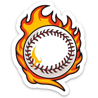 Softball on fire sticker