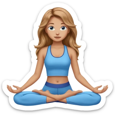 Girl with light brown wavy long hair and blue eyes who likes yoga sticker