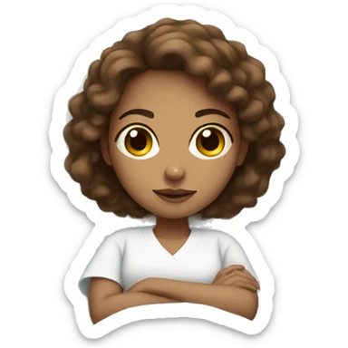 light skin girl with warm brown hair laying in a hospital bed  sticker
