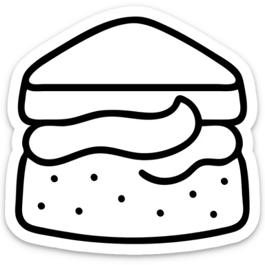 scone with a dollop of cream, outlined icon, no fill, simple and clear lines sticker