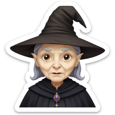 dark old witch with witch hat sticker