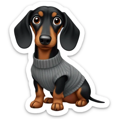 Black and Tan dachshund wearing grey jumper sticker
