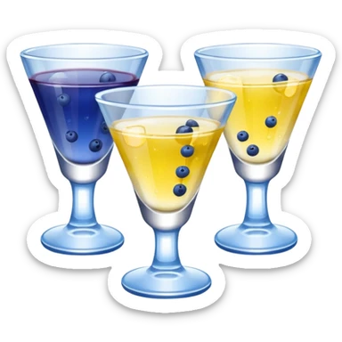 4 shotglasses with blueberry lemon drop in them  sticker
