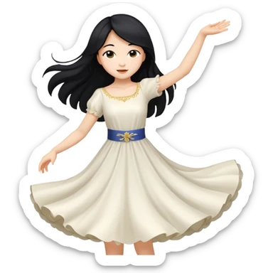 aisan girl with long black and white girl with blonde hair going to dance sticker