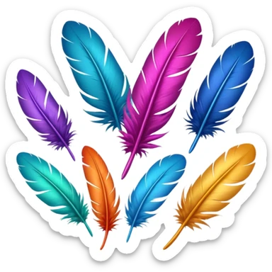 Different colored feathers falling ￼ sticker