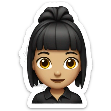 girl with black medium hair,black "POLO" shirt sticker