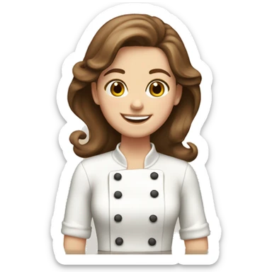 happy white girl- brown hair- cooking cake  sticker