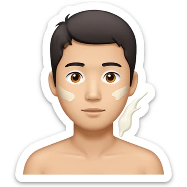 asian guy with white glue on him sticker
