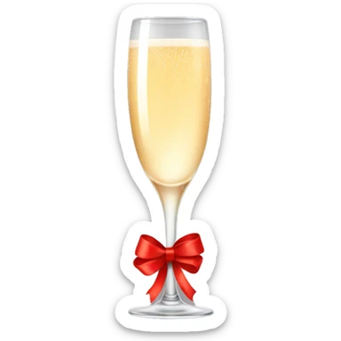 Cute glass of champagne with a red ribbon wrapped around the glass sticker