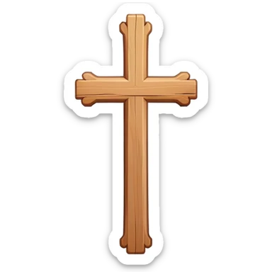 Wooden cross with a banner on it saying the name Doug  sticker
