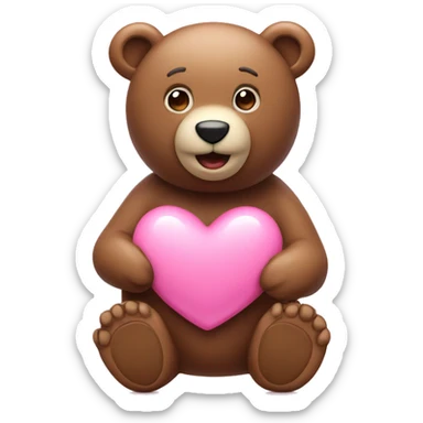 Heart pink with bear sticker
