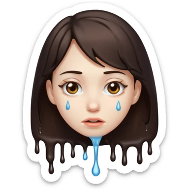 A dark brown-haired girl melting sticker