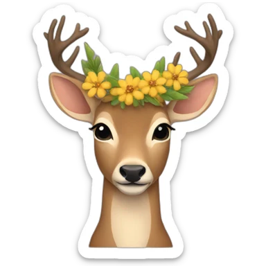 Deer flower crown sticker
