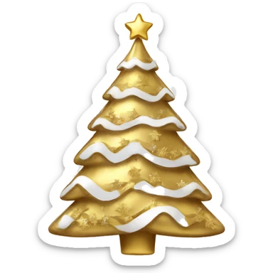 Gold and white christmas tree sticker