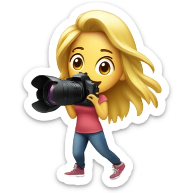 Chica rubia con cámara sacando fotos sticker