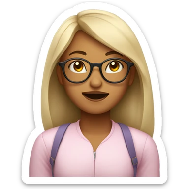 girl with glasses eyes closed and tongue out sticker