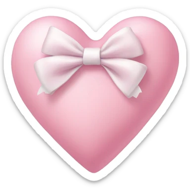 Baby pink heart with a white bow sticker