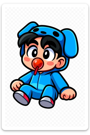 Extract the character from the background, including the clothes and accessories they are wearing, and place on a transparent background. Keep the original style and appearance exactly the same. and separately give me the picture

 sticker