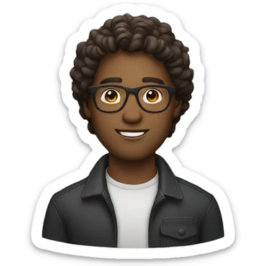 Man with glasses and browm wavy hair  sticker