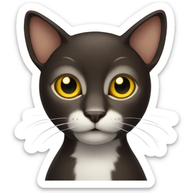 Dark brown cat with yellow eyes and big ears and long nose  sticker