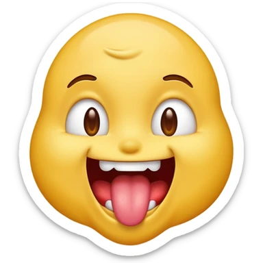 Emoji sticking its tongue out and drooling while looking up ecstatic happy and drooling sticker