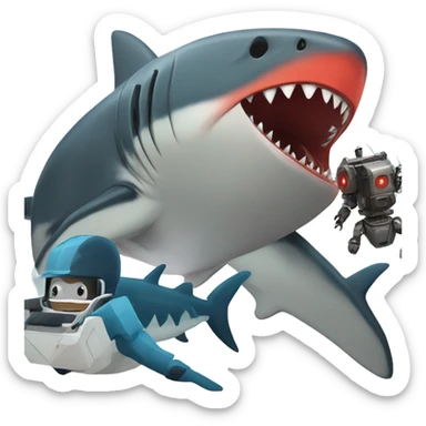 magma megalodon vs robot giant shark sticker