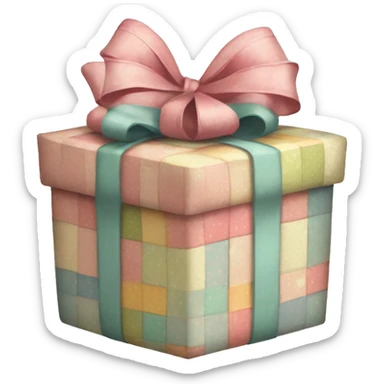 shabby chic/cottage style patchwork present with a bow sticker