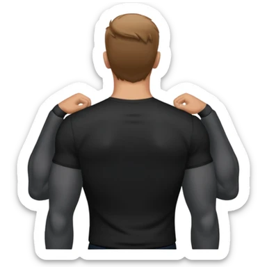 slightly muscular man in black shirt being taken from behind sticker