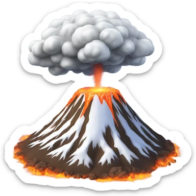 volcano covered in snow spitting out meatballs  sticker