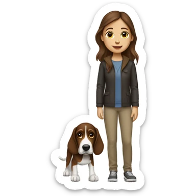 Girl with brown hair and a treeing walker coonhoun sticker