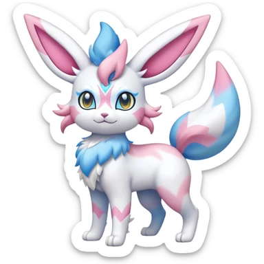 Sylveon-Delcatty-Fakémon-hybrid-creature (full body)  sticker