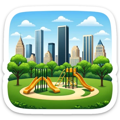 Make Central Park with a playground and skyscrapers in the background  sticker