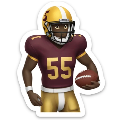 football player, wearing maroon and gold jersey, number 5 sticker