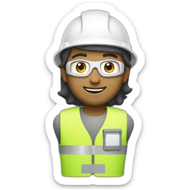 Arab electrical engineer with white helmet and phosphorescent protection vest sticker