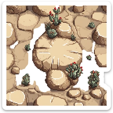 round tan desert rock, with subtle cracks and sandy highlights sticker