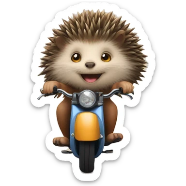 A hedgehog riding on a cat sticker