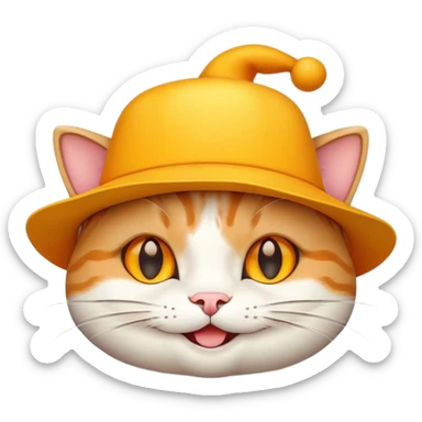 Cheese cat wearing a yellow hat sticker
